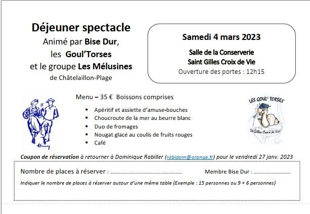 Déjeuner spectacle Bise dur
